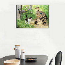 Charger l'image dans la galerie, Canards de chat de village - diamant rond complet - 40x30cm