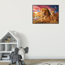 Charger l'image dans la galerie, Famille Lions - diamant rond complet - 40x30cm