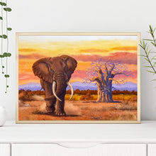 Charger l'image dans la galerie, Éléphant de marche - diamant rond complet - 40x30cm
