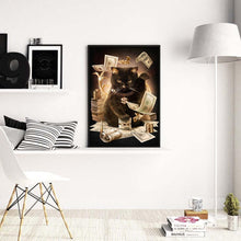 Charger l'image dans la galerie, Chat d’argent - diamant rond complet - 40x30cm