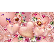 Charger l'image dans la galerie, Coeur d’amour rose - diamant rond complet - 40x30cm