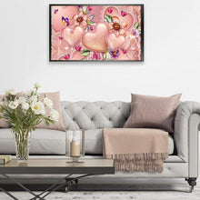 Charger l'image dans la galerie, Coeur d’amour rose - diamant rond complet - 40x30cm