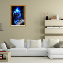 Charger l'image dans la galerie, Crâne de flamme bleue - diamant rond complet - 30x40cm