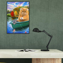 Charger l'image dans la galerie, Chat de pêche - diamant rond complet - 40x30cm