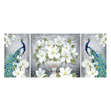 Charger l'image dans la galerie, 3pcs/set paon - peinture en diamant rond - 90x40cm