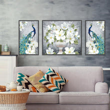 Charger l'image dans la galerie, 3pcs/set paon - peinture en diamant rond - 90x40cm