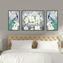 Charger l'image dans la galerie, 3pcs/set paon - peinture en diamant rond - 90x40cm