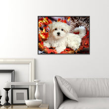 Charger l'image dans la galerie, Chien blanc - diamant rond complet - 40x30cm