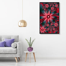 Charger l'image dans la galerie, Fleurs rouges - diamant rond complet - 40x30cm