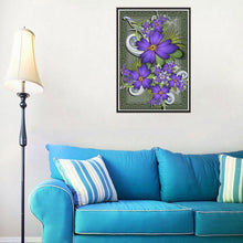 Charger l'image dans la galerie, Fleurs violettes - diamant rond complet - 40x30cm