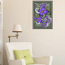 Charger l'image dans la galerie, Fleurs violettes - diamant rond complet - 40x30cm