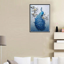 Charger l'image dans la galerie, Peafowl bleu - diamant rond complet - 30x40cm
