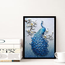 Charger l'image dans la galerie, Peafowl bleu - diamant rond complet - 30x40cm