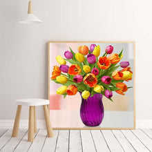 Charger l'image dans la galerie, Fleurs - diamant rond complet - 30x30cm