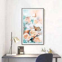 Charger l'image dans la galerie, Papillon de fleur - diamant rond complet - 30x37cm