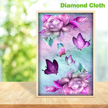 Charger l'image dans la galerie, Papillon de fleur - diamant rond complet - 30x48cm