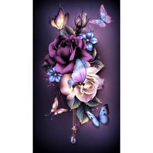 Charger l'image dans la galerie, Papillon de fleur - diamant rond complet - 30x48cm