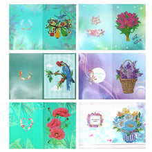 Charger l'image dans la galerie, 6pcs/set Fleurs et oiseaux Cartes de voeux Peinture au diamant
