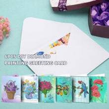 Charger l'image dans la galerie, 6pcs/set Fleurs et oiseaux Cartes de voeux Peinture au diamant