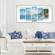 Charger l'image dans la galerie, 5pcs bord de mer - diamant rond complet - 95x45cm