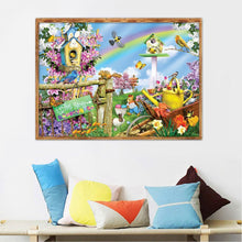 Charger l'image dans la galerie, Oiseau de fleur - diamant rond complet - 40x30cm