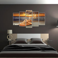 Charger l'image dans la galerie, 5pcs coucher de soleil bord de mer - diamant rond complet - 95x45cm