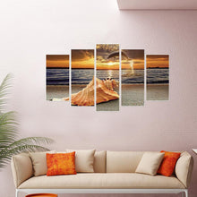 Charger l'image dans la galerie, 5pcs coucher de soleil bord de mer - diamant rond complet - 95x45cm