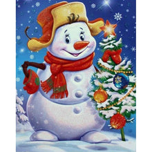 Charger l'image dans la galerie, Bonhomme de neige - diamant rond complet - 30x40cm