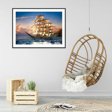 Charger l'image dans la galerie, Voilier - diamant rond complet - 30x40cm