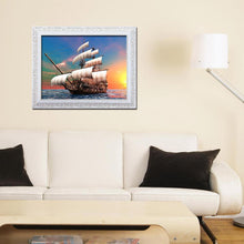 Charger l'image dans la galerie, Voilier - diamant rond complet - 30x40cm