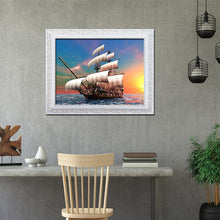 Charger l'image dans la galerie, Voilier - diamant rond complet - 30x40cm