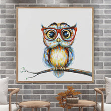 Charger l'image dans la galerie, Lunettes hibou - diamant rond complet - 30x30cm