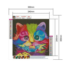 Charger l'image dans la galerie, Chat coloré - diamant rond complet - 30x30cm