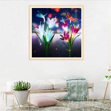 Charger l'image dans la galerie, Fleur de libellule - diamant rond complet - 30x30cm