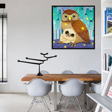 Charger l'image dans la galerie, Ornements de hiboux - diamant rond complet - 30x30cm