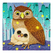 Charger l'image dans la galerie, Ornements de hiboux - diamant rond complet - 30x30cm