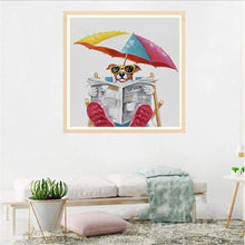 Charger l'image dans la galerie, Chien de vacances - diamant rond complet - 30x30cm