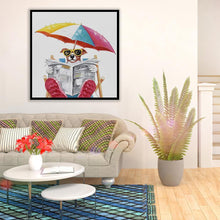 Charger l'image dans la galerie, Chien de vacances - diamant rond complet - 30x30cm