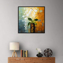 Charger l'image dans la galerie, Fleurs sur pile - diamant rond complet - 30x30cm