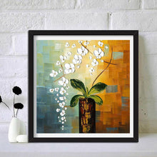 Charger l'image dans la galerie, Fleurs sur pile - diamant rond complet - 30x30cm