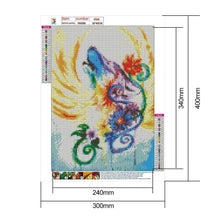Charger l'image dans la galerie, Loup avec des ailes - diamant rond complet - 30x40cm