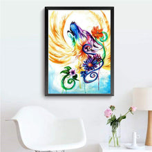 Charger l'image dans la galerie, Loup avec des ailes - diamant rond complet - 30x40cm