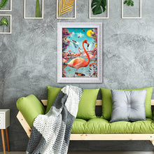 Charger l'image dans la galerie, Oiseau rose - diamant rond complet - 40x30cm