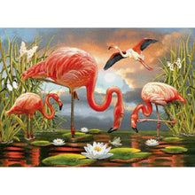 Charger l'image dans la galerie, Oiseau rose - diamant rond complet - 40x30cm