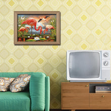 Charger l'image dans la galerie, Oiseau rose - diamant rond complet - 40x30cm