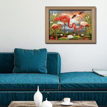 Charger l'image dans la galerie, Oiseau rose - diamant rond complet - 40x30cm