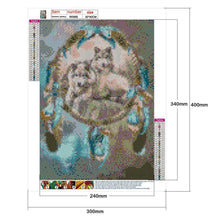 Charger l'image dans la galerie, Loup et attrape-rêves - diamant rond complet - 30x40cm