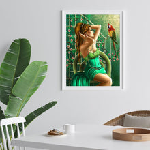 Charger l'image dans la galerie, Fille et perroquet - diamant rond complet - 30x40cm