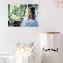 Charger l'image dans la galerie, Fille pensante - diamant rond complet - 40x30cm