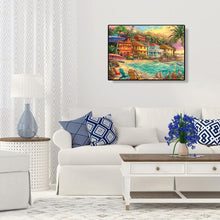 Charger l'image dans la galerie, Coucher de soleil bord de mer - diamant rond complet - 30x40cm